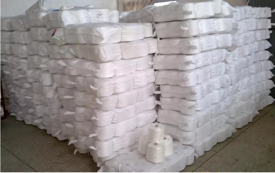 100 خيط بوليستر مطوي الخيط الأبيض الخيط النسيج