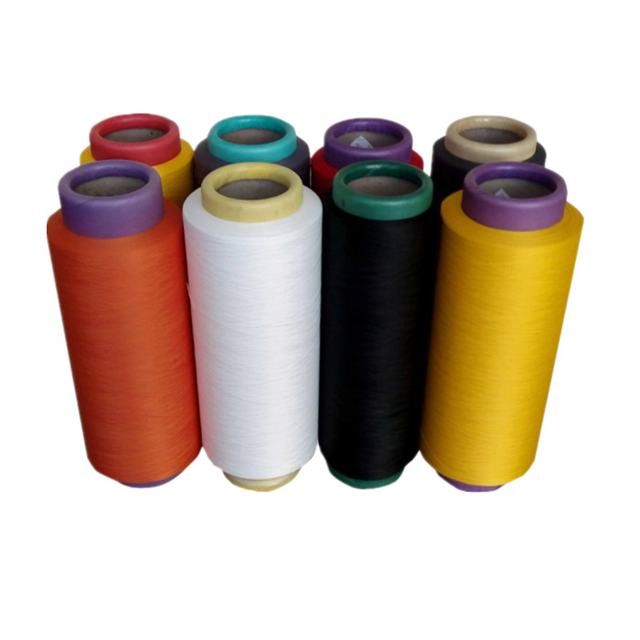 DDB الأسود الأبيض الألوان DTY 100% خيط البوليستر 150/48 300/96